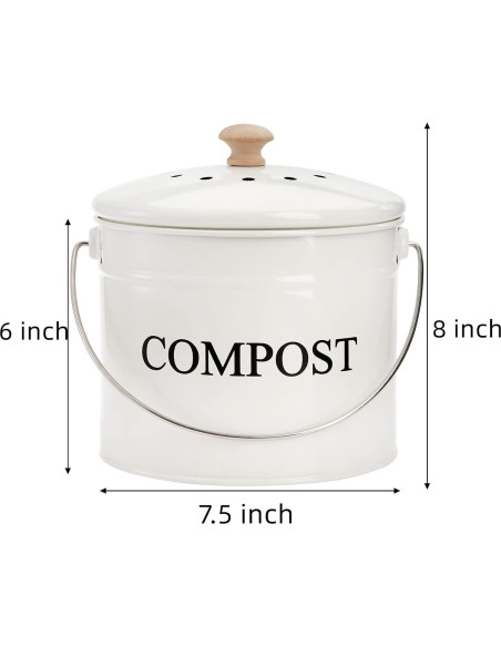 Contenedor de Compost AVLA Blanco 3.79L con Filtro y Tapa