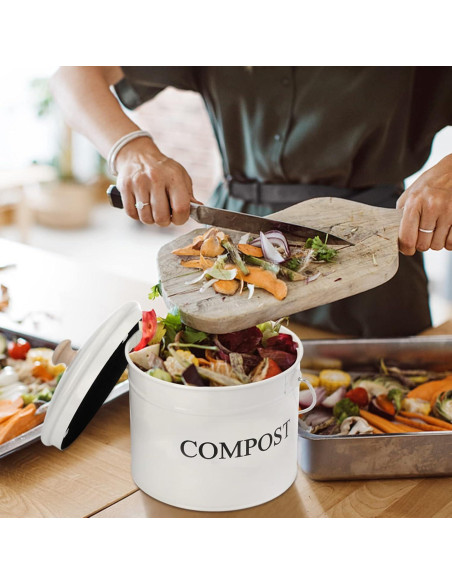 Contenedor de Compost AVLA Blanco 3.79L con Filtro y Tapa