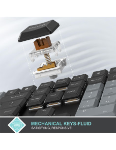 Teclado Mecánico Inalámbrico Arteck Negro con Interruptores Marrones 2