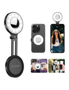 Luz de Selfie Magnética Flymile con Soporte y Espejo, Negra