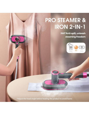 Estación de Vapor Newbealer Pro 1550W 2 en 1 Rosa Ceniza