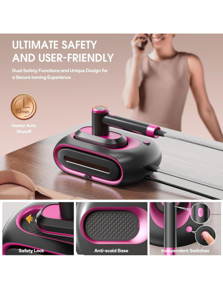 Estación de Vapor Newbealer Pro 1550W 2 en 1 Rosa Ceniza