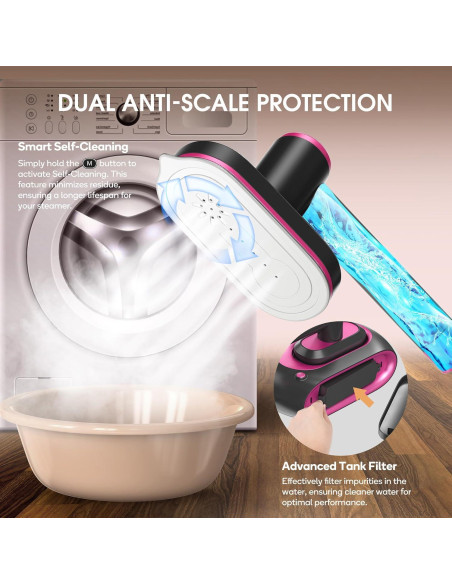 Estación de Vapor Newbealer Pro 1550W 2 en 1 Rosa Ceniza