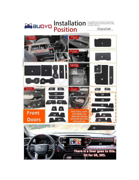 Insertos para Portavasos Auovo Toyota Tundra 2022-2025, 31 Piezas Insertos para Portavasos Auovo Toyota Tundra 2022-2025, 31 Piezas
