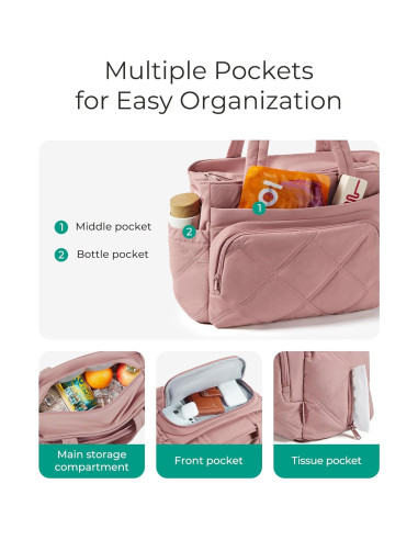 Bolsa de Almuerzo Térmica BAGSMART Rosa 15L con Múltiples Bolsillos