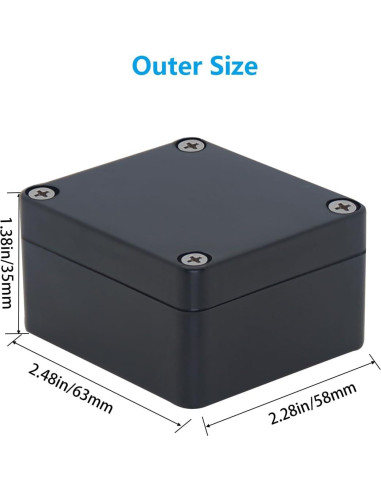 Caja de Proyecto Impermeable IP67 Otdorpatio Negra 63x58x35mm