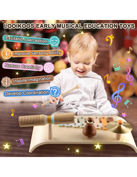 Conjunto de Tambores LOOIKOOS para Niños - Juguetes Musicales Montessori