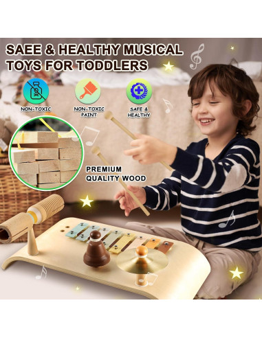 Conjunto de Tambores LOOIKOOS para Niños - Juguetes Musicales Montessori