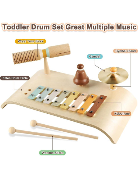 Conjunto de Tambores LOOIKOOS para Niños - Juguetes Musicales Montessori