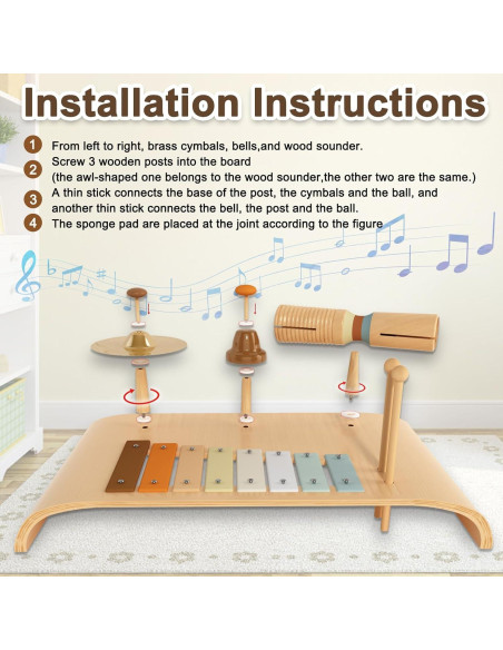 Conjunto de Tambores LOOIKOOS para Niños - Juguetes Musicales Montessori