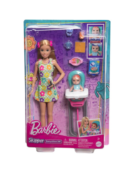 Muñeca Barbie Skipper y Set de Juego Bebé 10 Piezas
