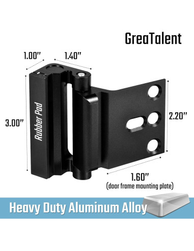 Cerradura de Refuerzo de Seguridad GreaTalent 2Pack Aluminio Negro