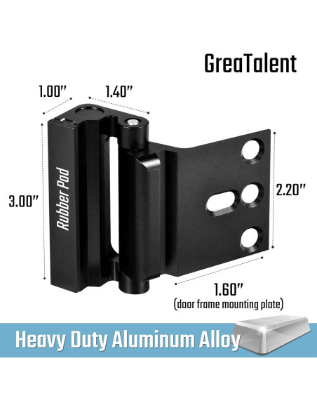 Cerradura de Refuerzo de Seguridad GreaTalent 2Pack Aluminio Negro