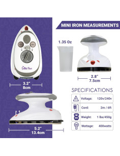 Mini Plancha de Vapor El Oso Acolchado Negra 0.49kg 22x13.5cm 2