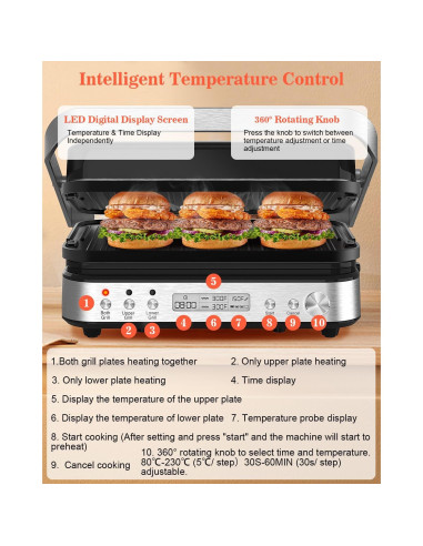 Parrilla y Plancha de Contacto CATTLEMAN CUISINE 1600W