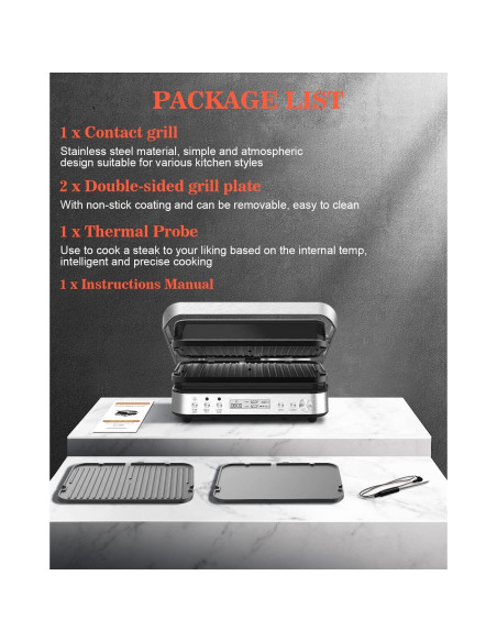 Parrilla y Plancha de Contacto CATTLEMAN CUISINE 1600W