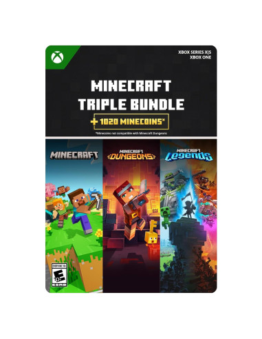 Minecraft Triple Bundle Xbox - 3 Juegos + 1020 Minecoins