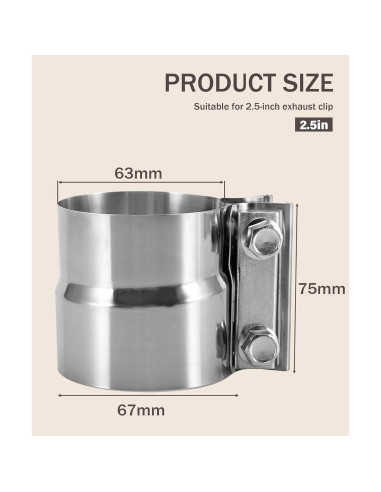 Abrazadera de Escape Acero Inoxidable bylikeho 2.5" (6.35 cm)