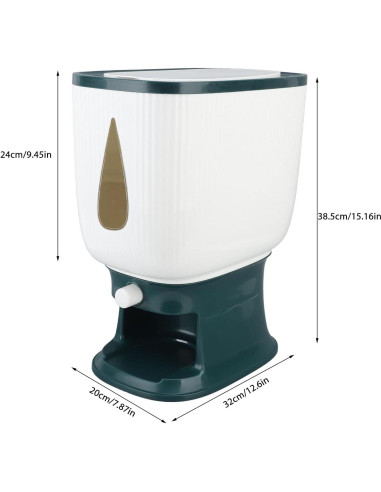 Dispensador de Arroz 10kg Fosa con Taza Medidora Verde