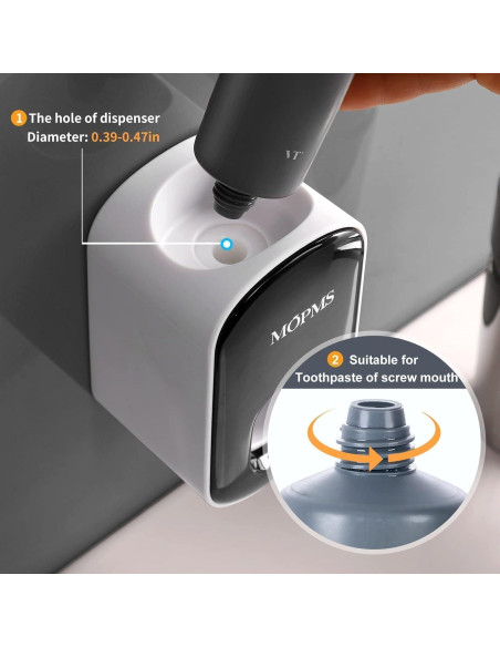 Dispensador de Pasta de Dientes Automático MOPMS Gris y Negro Dispensador de Pasta de Dientes Automático MOPMS Gris y Negro