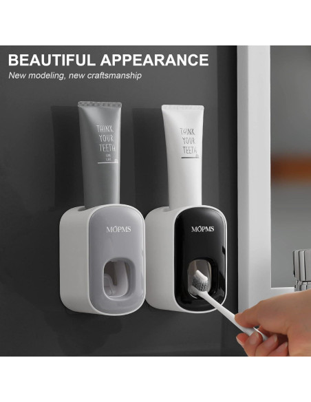 Dispensador de Pasta de Dientes Automático MOPMS Gris y Negro Dispensador de Pasta de Dientes Automático MOPMS Gris y Negro