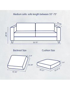Juego de Fundas de Sofá Elásticas SUBRTEX 5 Piezas Mediano Negro 2