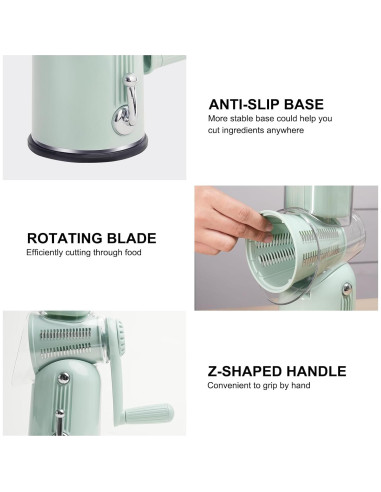 Rallador de Queso Rotativo ZHANG XIAO QUAN 5-en-1 Verde