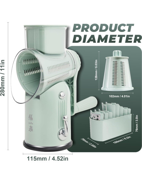 Rallador de Queso Rotativo ZHANG XIAO QUAN 5-en-1 Verde