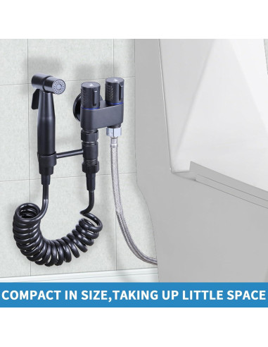Rociador de Bidet de Mano Peisaluo Negro con Manguera y Soporte