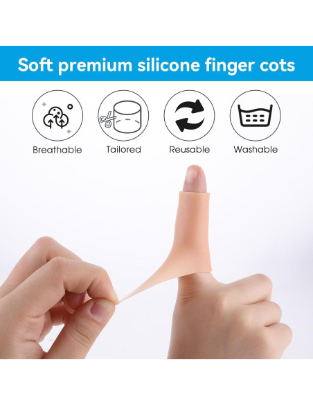 10 Fundas de Dedo de Silicona Salbsever Color Piel 2x5cm