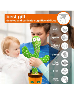 Juguete Cactus Hablante Hunfur DC001 con Luz LED y Volumen Ajustable 2