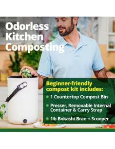 Compostador de Cocina TeraGanix 9.46L Cappuccino Sin Olores 2