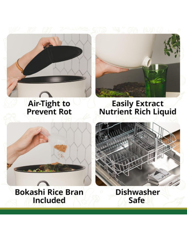 Compostador de Cocina TeraGanix 9.46L Cappuccino Sin Olores