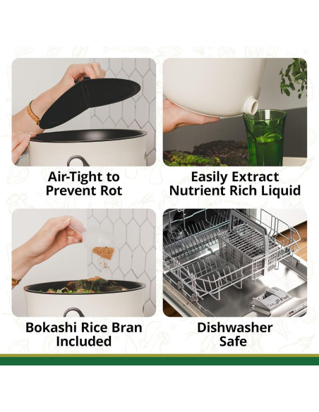 Compostador de Cocina TeraGanix 9.46L Cappuccino Sin Olores