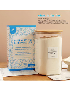 Tarro de vidrio hermético Mujin 1 Galón con 132 etiquetas 2