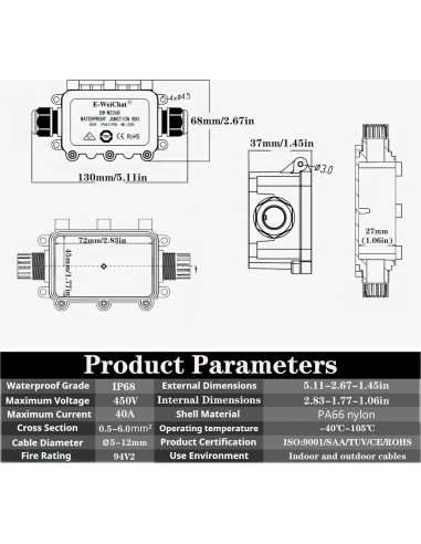Caja de Conexiones Impermeable SZFUDIGO 2 Vías 13x6.78cm