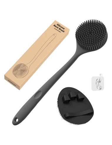 Conjunto de Cepillo de Espalda y Guante Manmihealth Negro