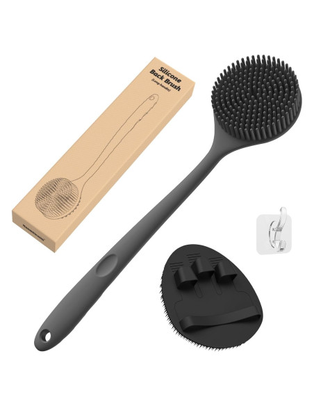 Conjunto de Cepillo de Espalda y Guante Manmihealth Negro