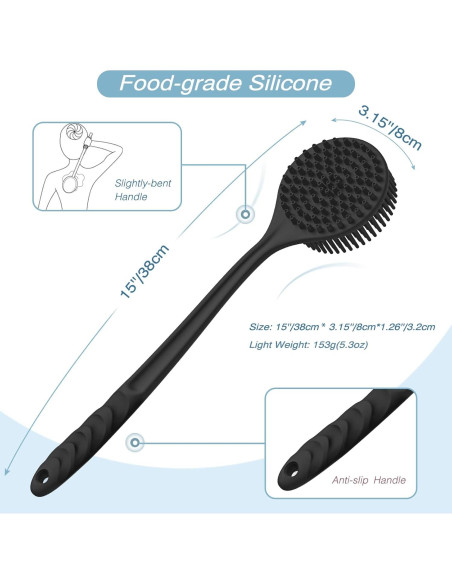 Conjunto de Cepillo de Espalda y Guante Manmihealth Negro