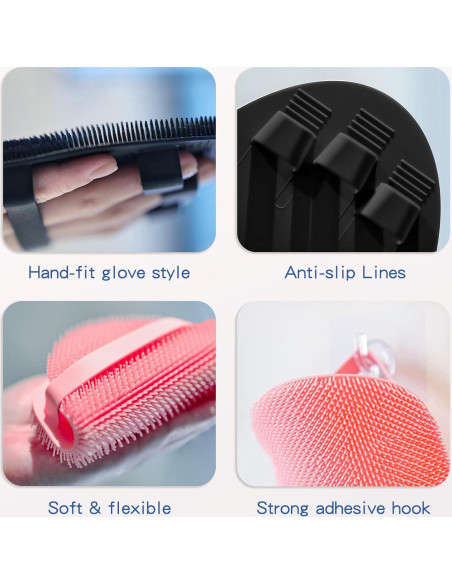 Conjunto de Cepillo de Espalda y Guante Manmihealth Negro