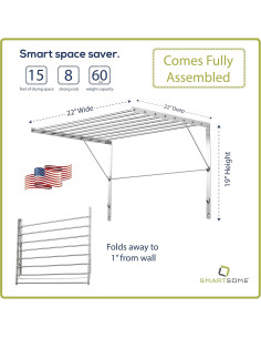 Estante para Secar Ropa Plegable Smartsome 56 cm Acero Inoxidable 2