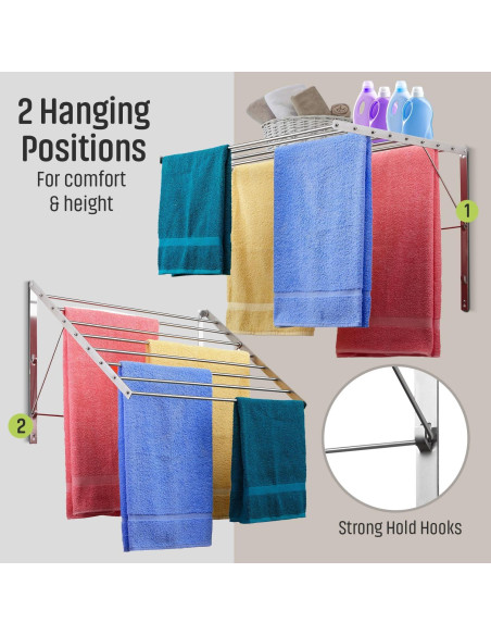 Estante para Secar Ropa Plegable Smartsome 56 cm Acero Inoxidable