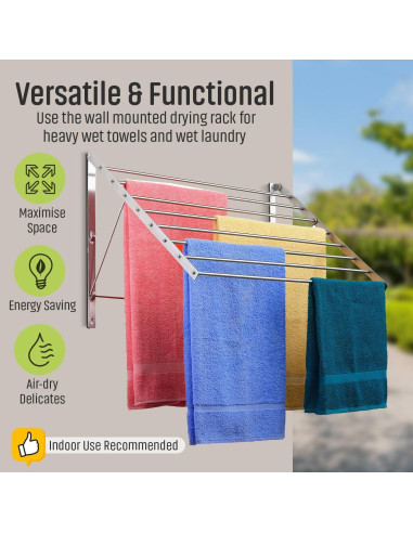 Estante para Secar Ropa Plegable Smartsome 56 cm Acero Inoxidable