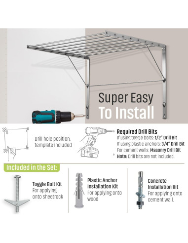 Estante para Secar Ropa Plegable Smartsome 56 cm Acero Inoxidable