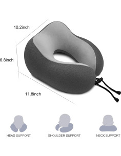 Almohada de Viaje Gentlepaw Cervical Espuma Viscoelástica Negra 2