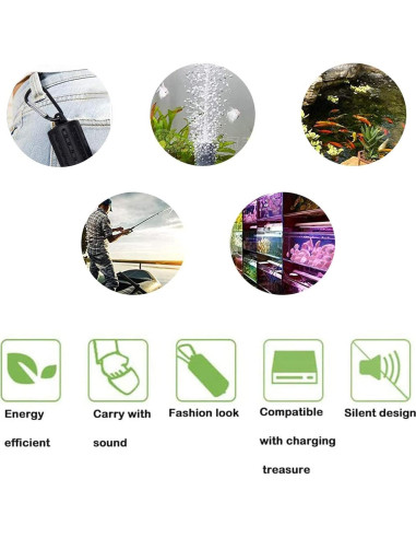 Bomba de Aire de Oxígeno USB para Acuario 49L - Negro