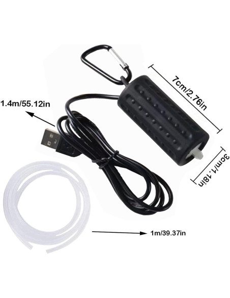 Bomba de Aire de Oxígeno USB para Acuario 49L - Negro