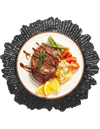 Juego de 100 Platos Cargadores Redondos QUSKLISU 33 cm Negro