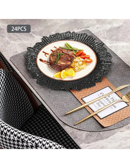 Juego de 100 Platos Cargadores Redondos QUSKLISU 33 cm Negro