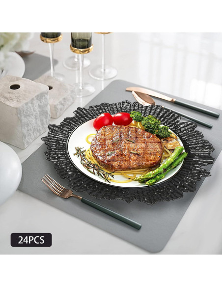 Juego de 100 Platos Cargadores Redondos QUSKLISU 33 cm Negro